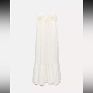 ZARA EMBROIDERED Cotton Chiffon Maxi Dress
